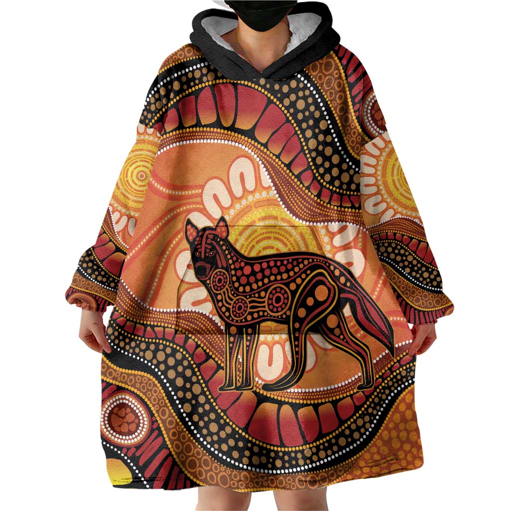 Indigenous Dingo Australia Wearable Blanket Hoodie Australian Aboriginal Art Proud