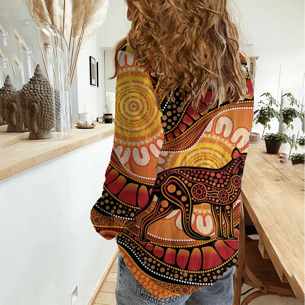 Indigenous Dingo Australia Women Casual Shirt Australian Aboriginal Art Proud