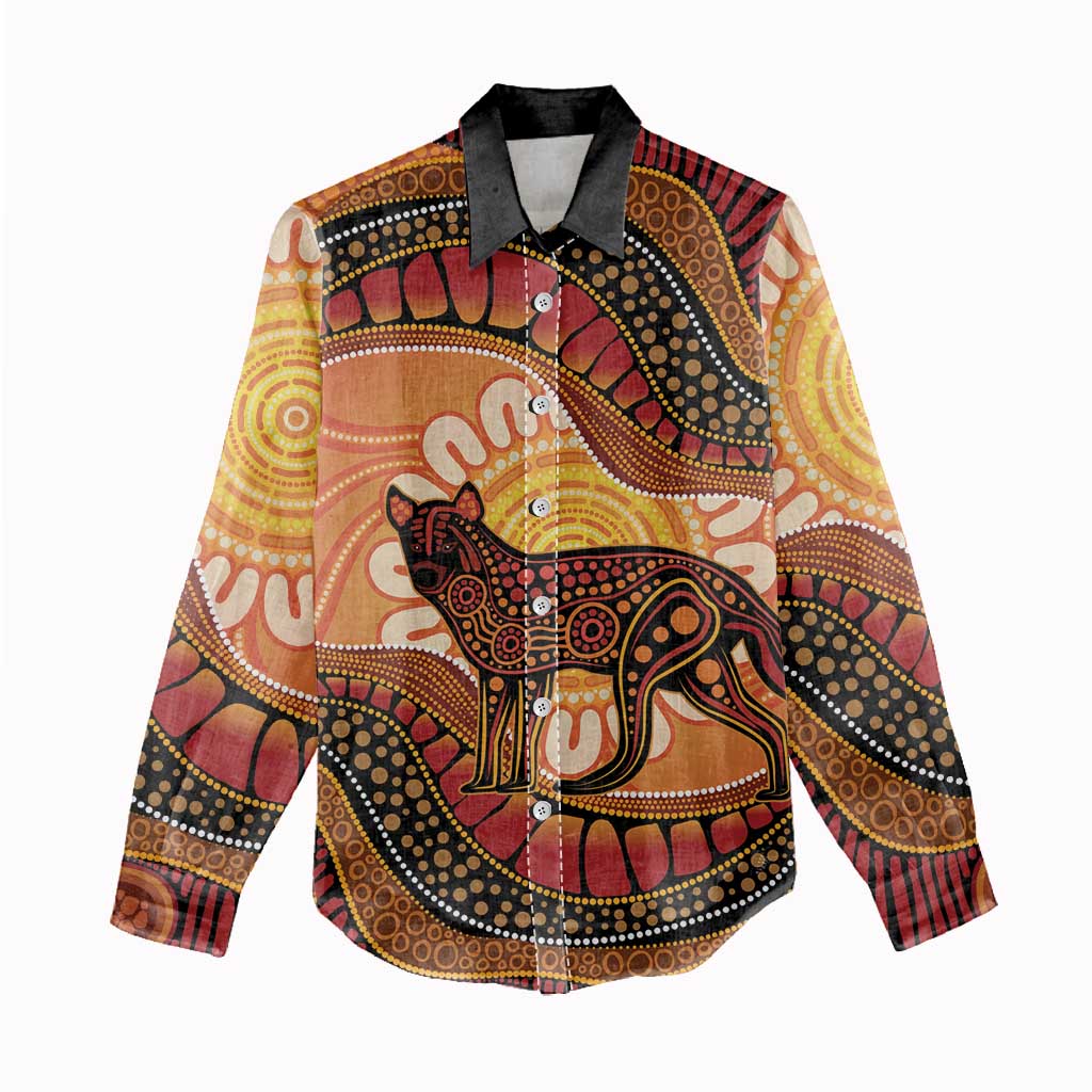 Indigenous Dingo Australia Women Casual Shirt Australian Aboriginal Art Proud