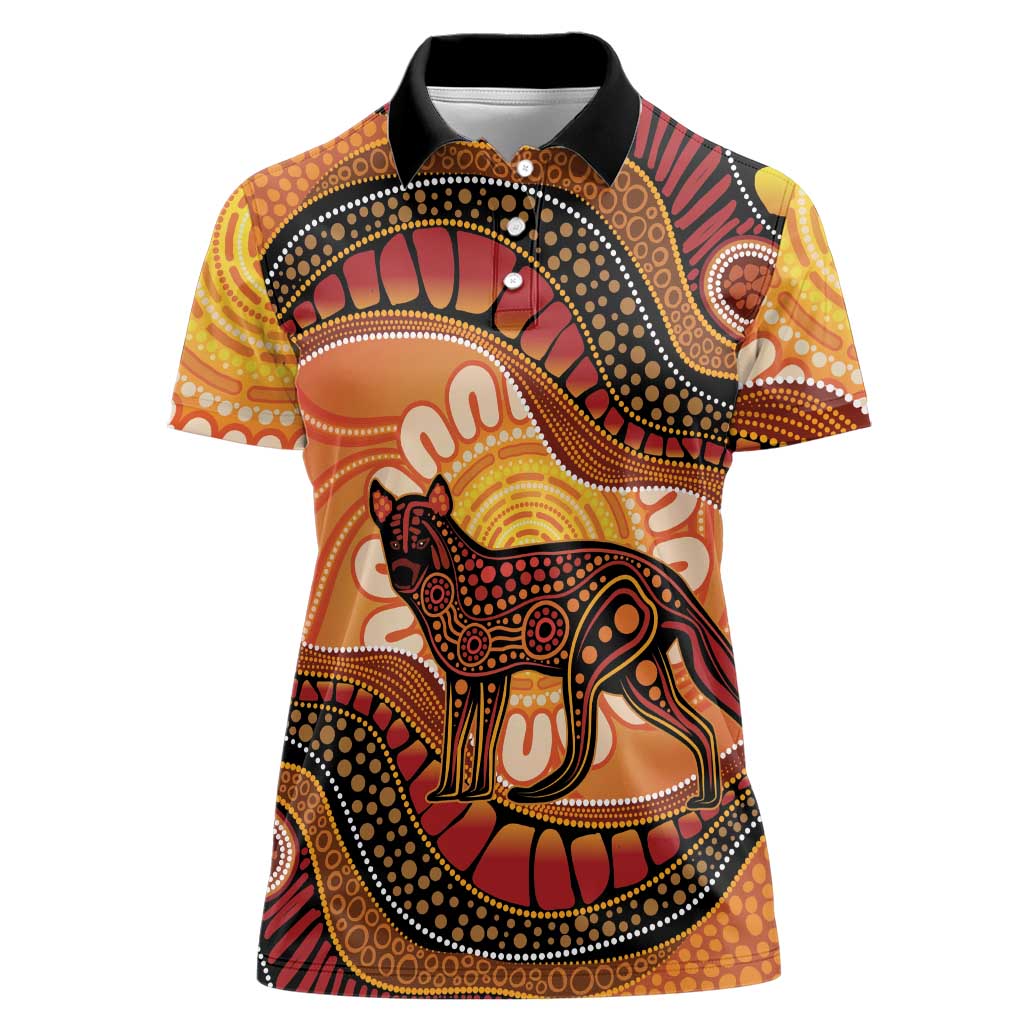 Indigenous Dingo Australia Women Polo Shirt Australian Aboriginal Art Proud