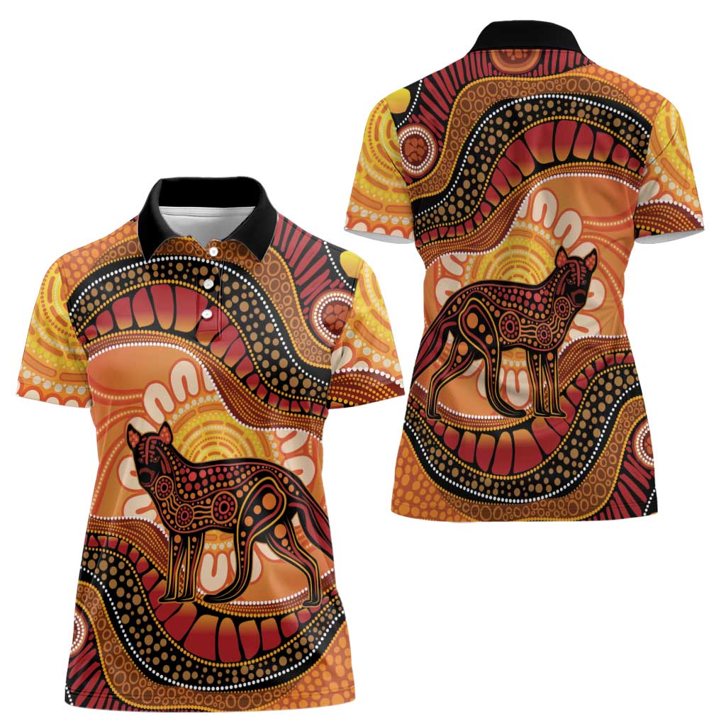 Indigenous Dingo Australia Women Polo Shirt Australian Aboriginal Art Proud