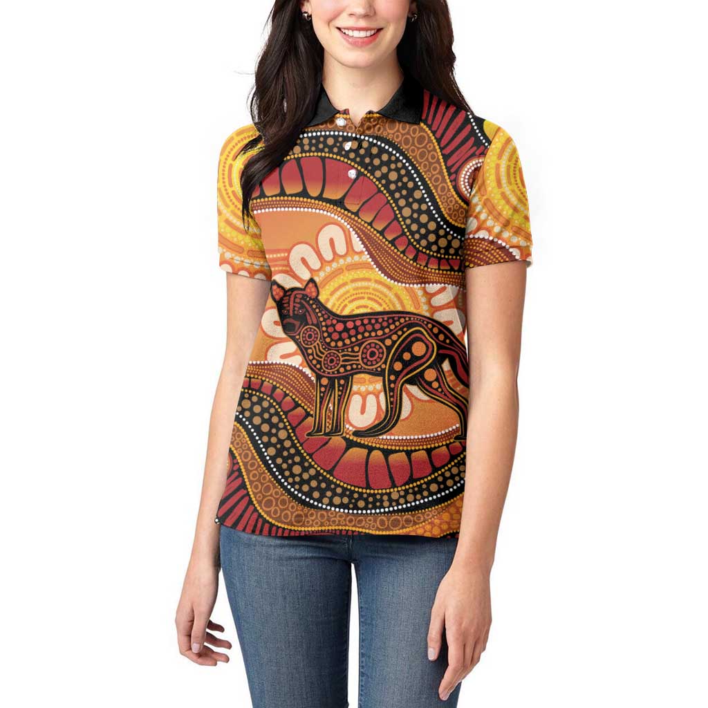 Indigenous Dingo Australia Women Polo Shirt Australian Aboriginal Art Proud