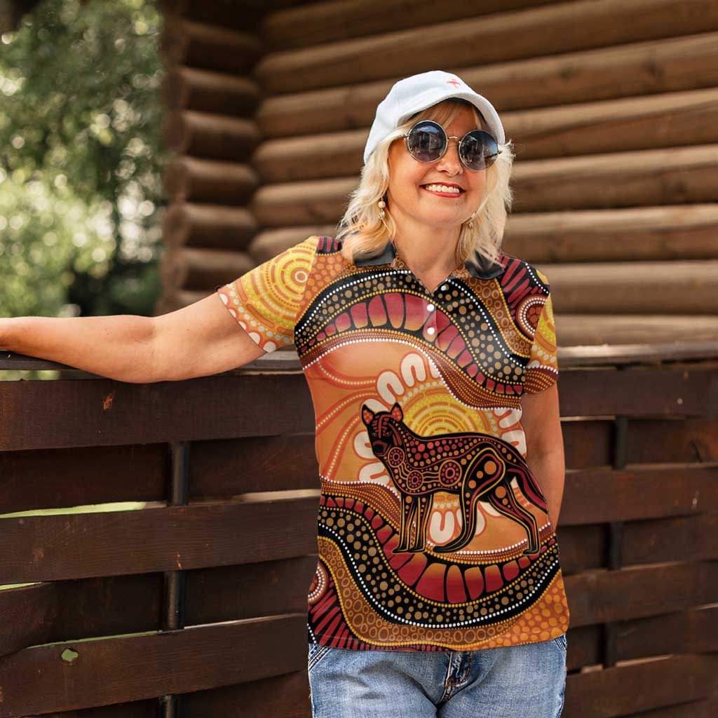 Indigenous Dingo Australia Women Polo Shirt Australian Aboriginal Art Proud