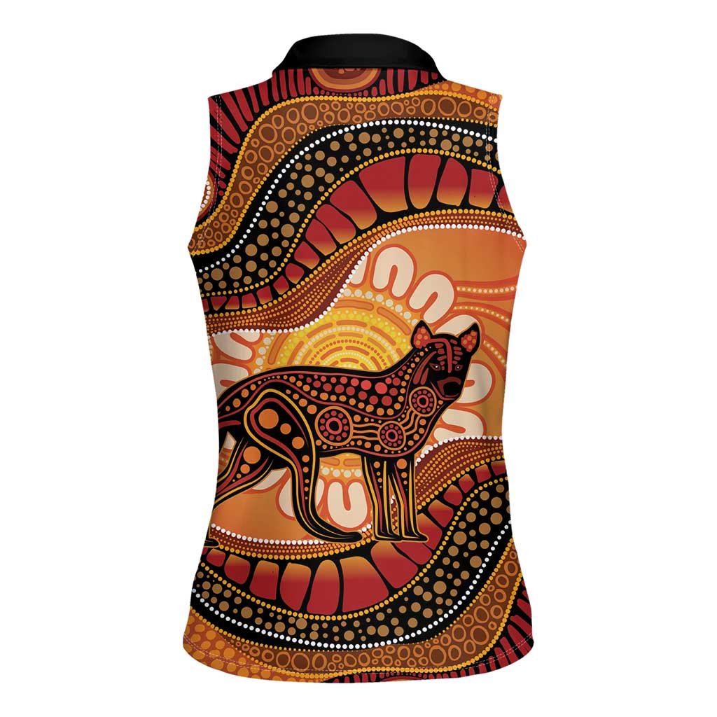 Indigenous Dingo Australia Women Sleeveless Polo Shirt Australian Aboriginal Art Proud