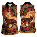 Indigenous Dingo Australia Women Sleeveless Polo Shirt Australian Aboriginal Art Proud