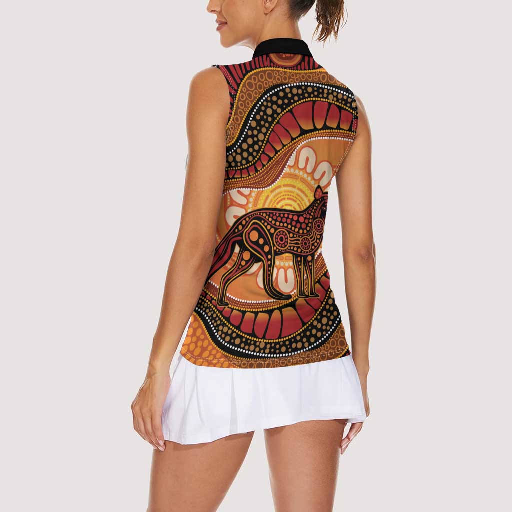 Indigenous Dingo Australia Women Sleeveless Polo Shirt Australian Aboriginal Art Proud