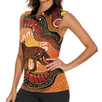 Indigenous Dingo Australia Women Sleeveless Polo Shirt Australian Aboriginal Art Proud