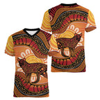 Indigenous Dingo Australia Women V-Neck T-Shirt Australian Aboriginal Art Proud