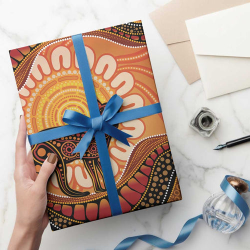 Indigenous Dingo Australia Wrapping Paper Australian Aboriginal Art Proud