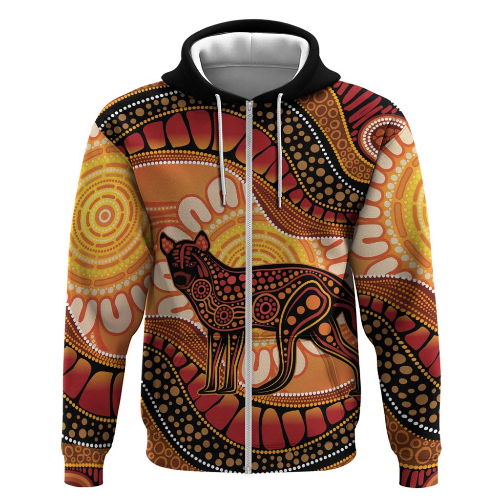 Indigenous Dingo Australia Zip Hoodie Australian Aboriginal Art Proud