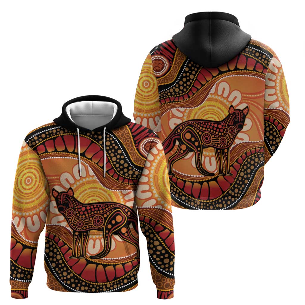 Indigenous Dingo Australia Zip Hoodie Australian Aboriginal Art Proud