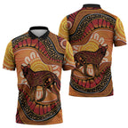 Indigenous Dingo Australia Zipper Polo Shirt Australian Aboriginal Art Proud