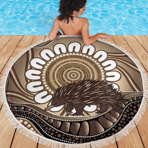 Indigenous Echidna Australia Beach Blanket Australian Aboriginal Art Proud