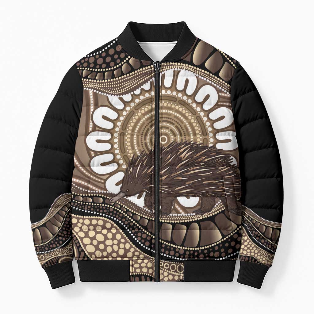 Indigenous Echidna Australia Bomber Puffer Jacket Australian Aboriginal Art Proud