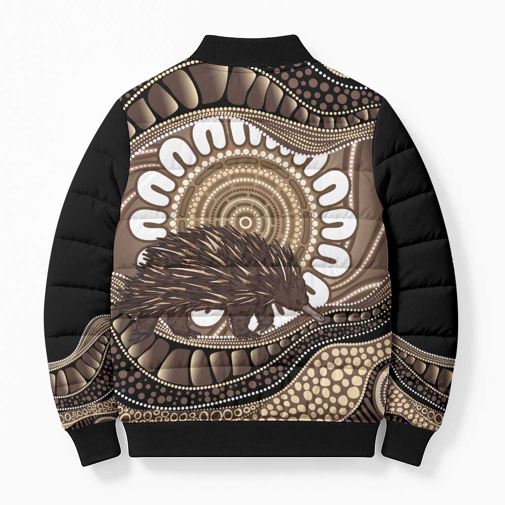 Indigenous Echidna Australia Bomber Puffer Jacket Australian Aboriginal Art Proud