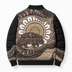Indigenous Echidna Australia Bomber Puffer Jacket Australian Aboriginal Art Proud