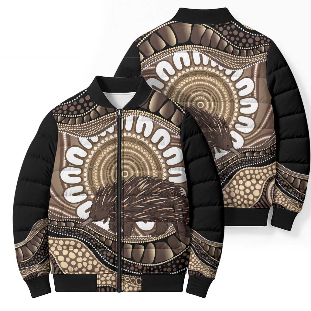 Indigenous Echidna Australia Bomber Puffer Jacket Australian Aboriginal Art Proud