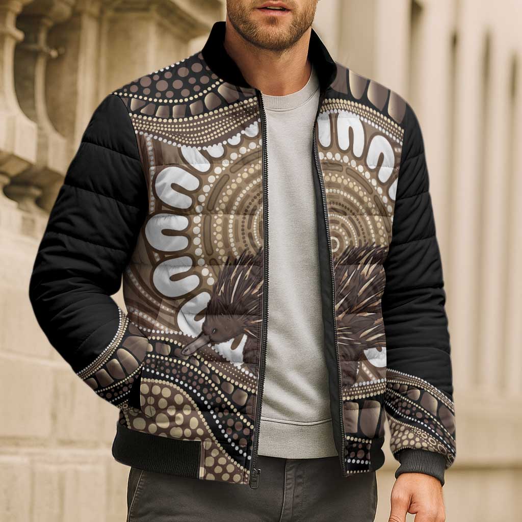 Indigenous Echidna Australia Bomber Puffer Jacket Australian Aboriginal Art Proud