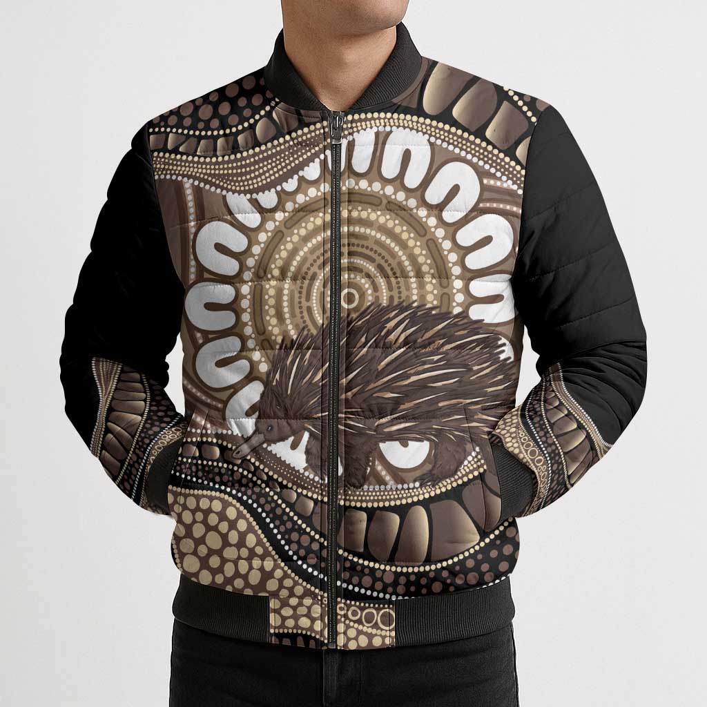 Indigenous Echidna Australia Bomber Puffer Jacket Australian Aboriginal Art Proud
