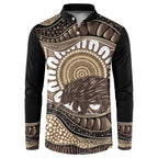 Indigenous Echidna Australia Button Sweatshirt Australian Aboriginal Art Proud