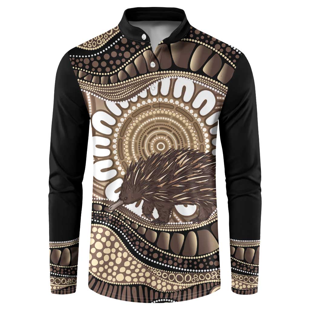 Indigenous Echidna Australia Button Sweatshirt Australian Aboriginal Art Proud