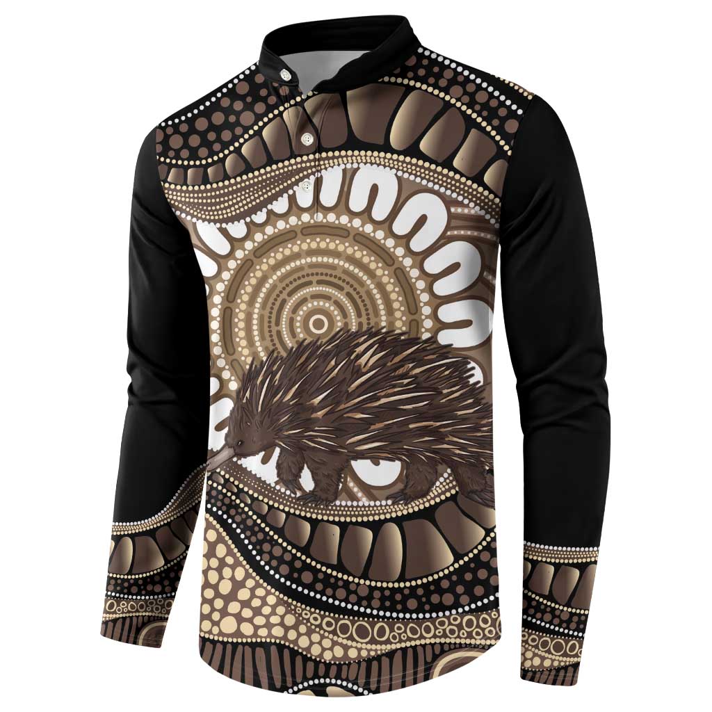 Indigenous Echidna Australia Button Sweatshirt Australian Aboriginal Art Proud