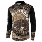 Indigenous Echidna Australia Button Sweatshirt Australian Aboriginal Art Proud