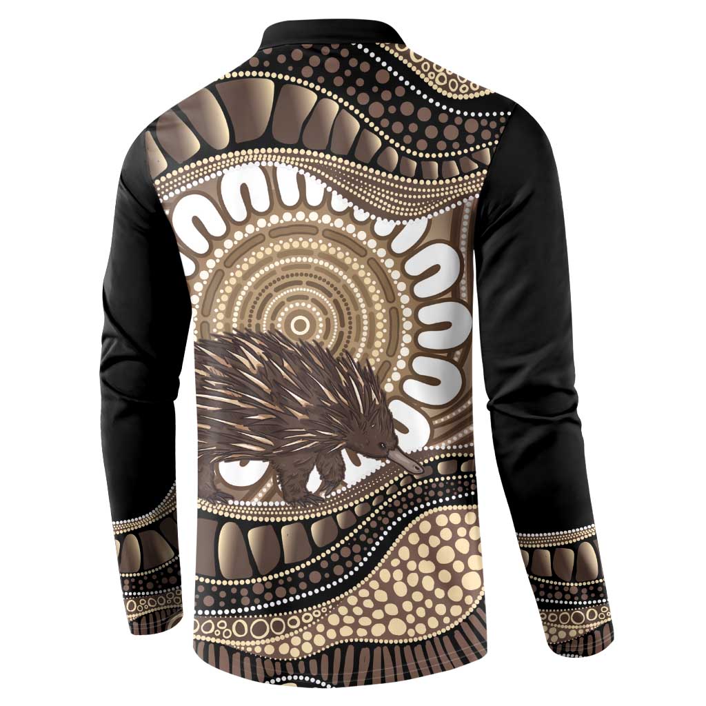 Indigenous Echidna Australia Button Sweatshirt Australian Aboriginal Art Proud