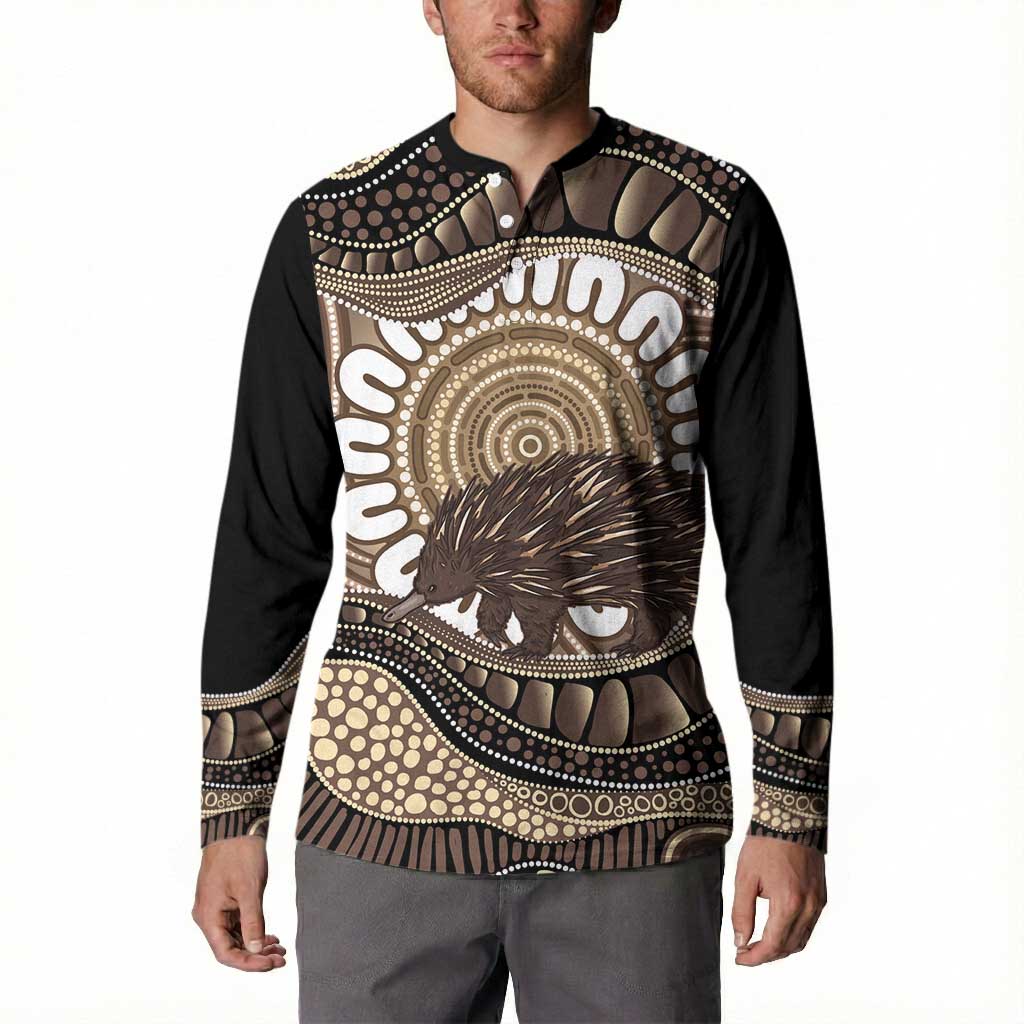 Indigenous Echidna Australia Button Sweatshirt Australian Aboriginal Art Proud