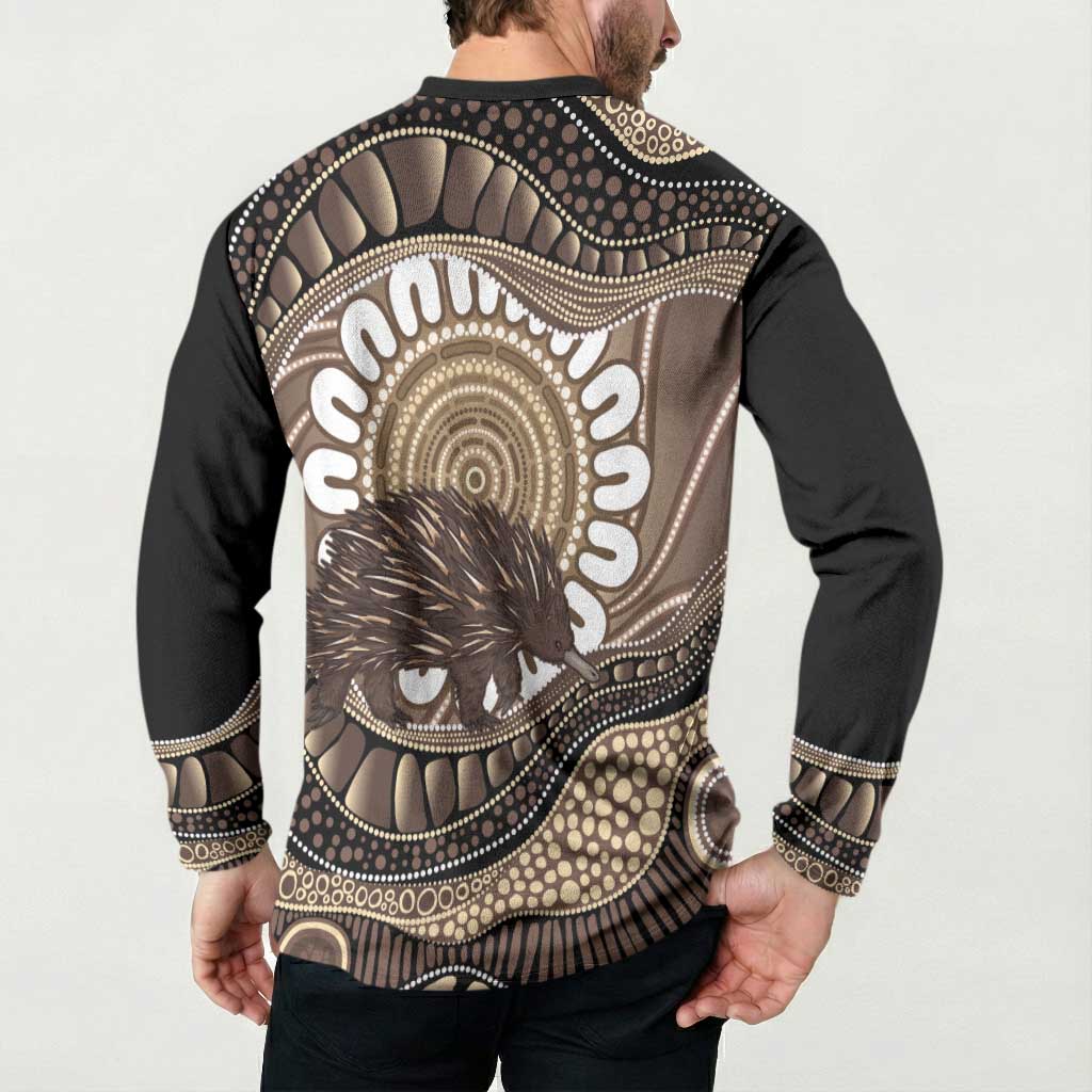 Indigenous Echidna Australia Button Sweatshirt Australian Aboriginal Art Proud