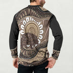Indigenous Echidna Australia Button Sweatshirt Australian Aboriginal Art Proud