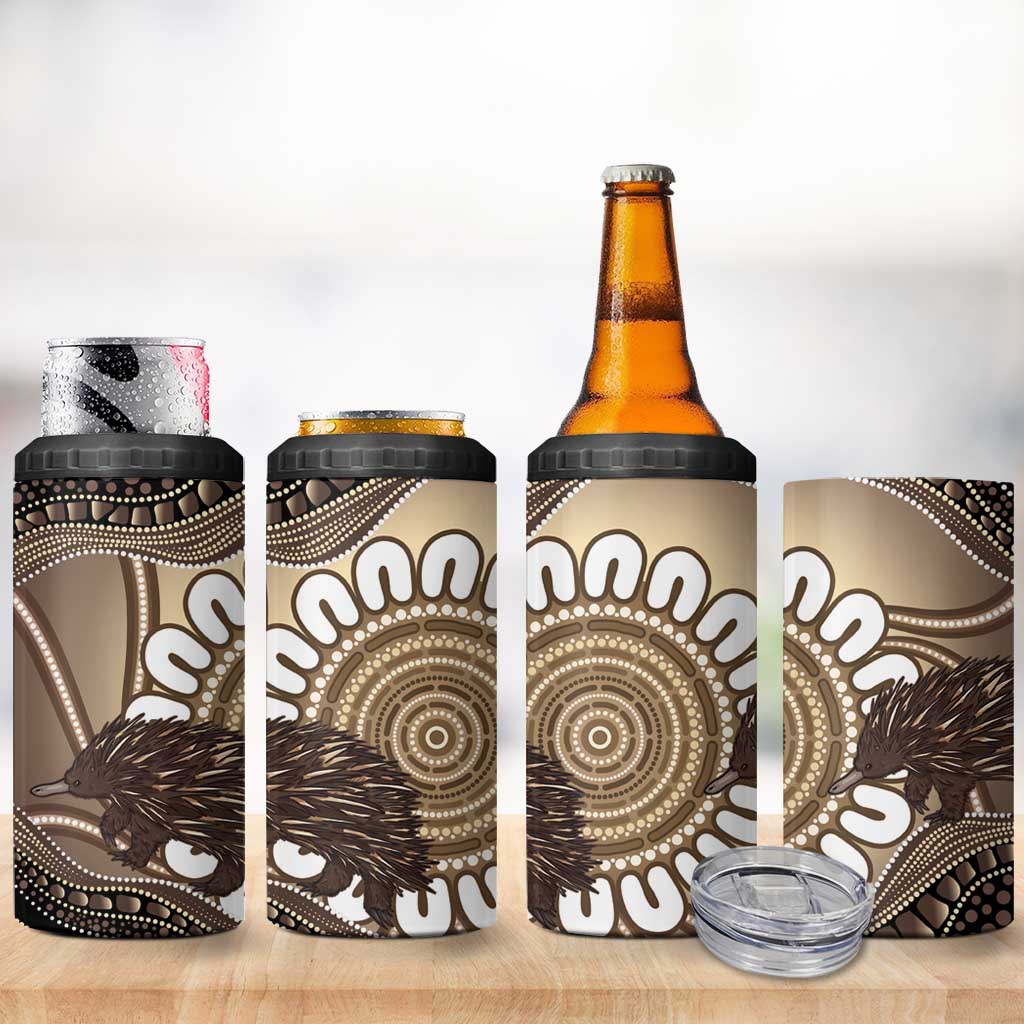Indigenous Echidna Australia 4 in 1 Can Cooler Tumbler Australian Aboriginal Art Proud