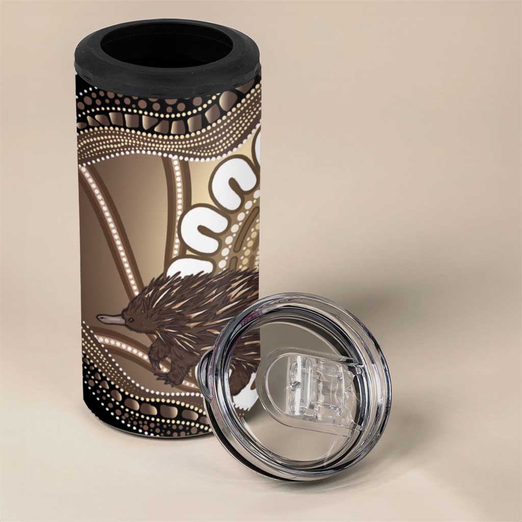 Indigenous Echidna Australia 4 in 1 Can Cooler Tumbler Australian Aboriginal Art Proud