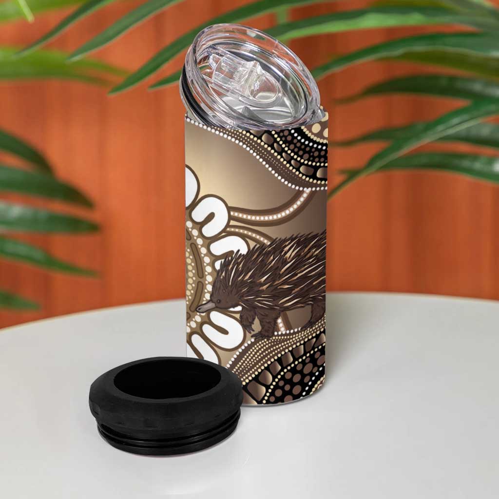Indigenous Echidna Australia 4 in 1 Can Cooler Tumbler Australian Aboriginal Art Proud