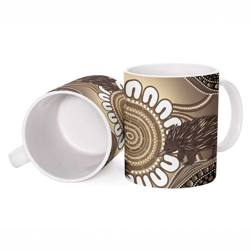 Indigenous Echidna Australia Ceramic Mug Australian Aboriginal Art Proud