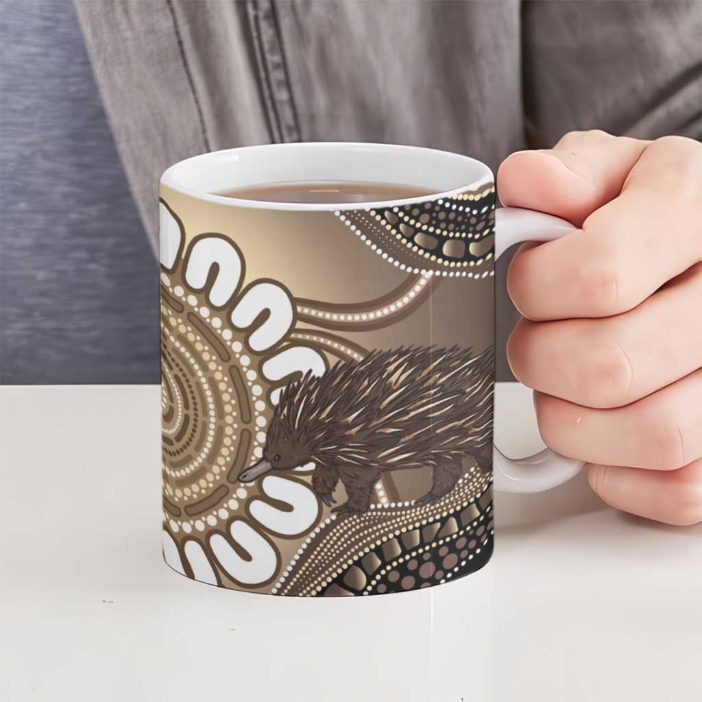 Indigenous Echidna Australia Ceramic Mug Australian Aboriginal Art Proud