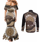 Indigenous Echidna Australia Couples Matching Mermaid Dress and Long Sleeve Button Shirt Australian Aboriginal Art Proud