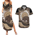 Indigenous Echidna Australia Couples Matching Summer Maxi Dress and Hawaiian Shirt Australian Aboriginal Art Proud