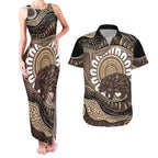 Indigenous Echidna Australia Couples Matching Tank Maxi Dress and Hawaiian Shirt Australian Aboriginal Art Proud