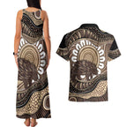 Indigenous Echidna Australia Couples Matching Tank Maxi Dress and Hawaiian Shirt Australian Aboriginal Art Proud