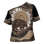 Indigenous Echidna Australia Cross Shoulder Shirt Australian Aboriginal Art Proud