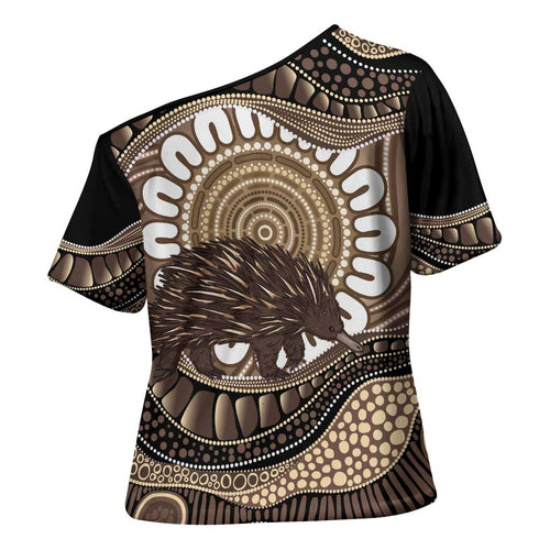 Indigenous Echidna Australia Cross Shoulder Shirt Australian Aboriginal Art Proud