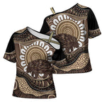 Indigenous Echidna Australia Cross Shoulder Shirt Australian Aboriginal Art Proud