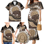 Indigenous Echidna Australia Family Matching Mermaid Dress and Hawaiian Shirt Australian Aboriginal Art Proud