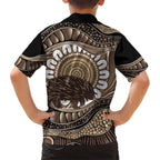 Indigenous Echidna Australia Family Matching Off Shoulder Maxi Dress and Hawaiian Shirt Australian Aboriginal Art Proud