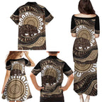 Indigenous Echidna Australia Family Matching Puletasi and Hawaiian Shirt Australian Aboriginal Art Proud