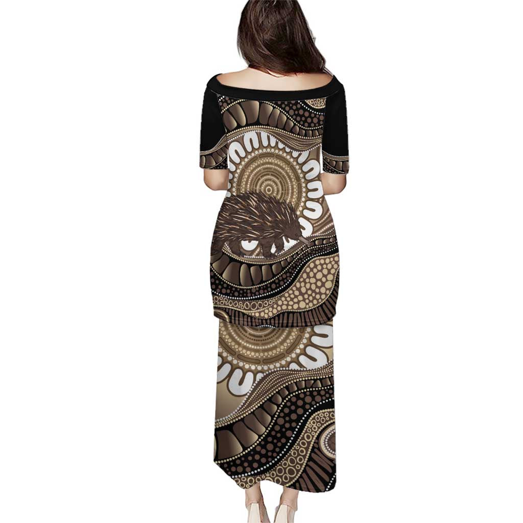 Indigenous Echidna Australia Family Matching Puletasi and Hawaiian Shirt Australian Aboriginal Art Proud