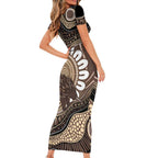 Indigenous Echidna Australia Family Matching Short Sleeve Bodycon Dress and Hawaiian Shirt Australian Aboriginal Art Proud