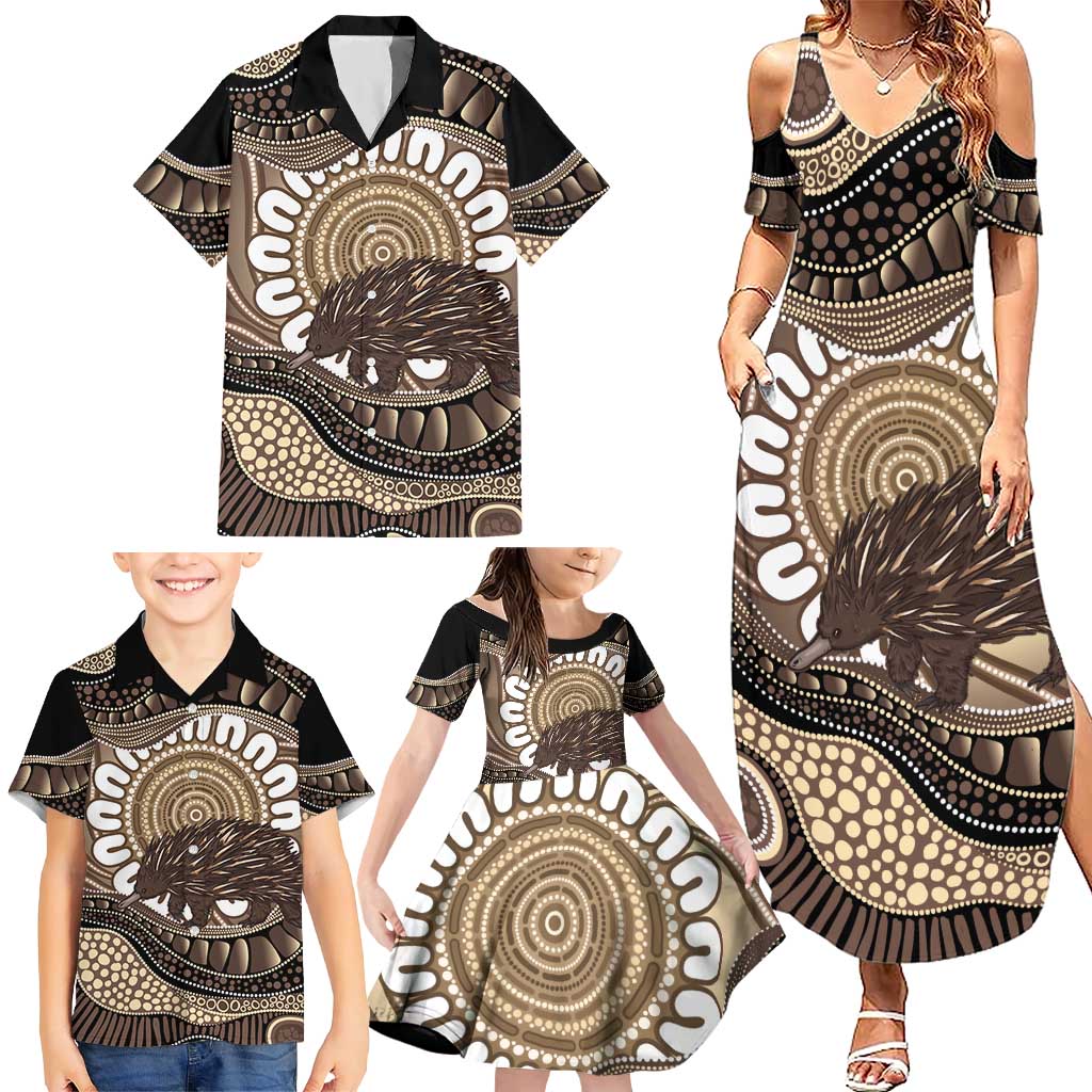 Indigenous Echidna Australia Family Matching Summer Maxi Dress and Hawaiian Shirt Australian Aboriginal Art Proud