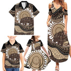 Indigenous Echidna Australia Family Matching Summer Maxi Dress and Hawaiian Shirt Australian Aboriginal Art Proud